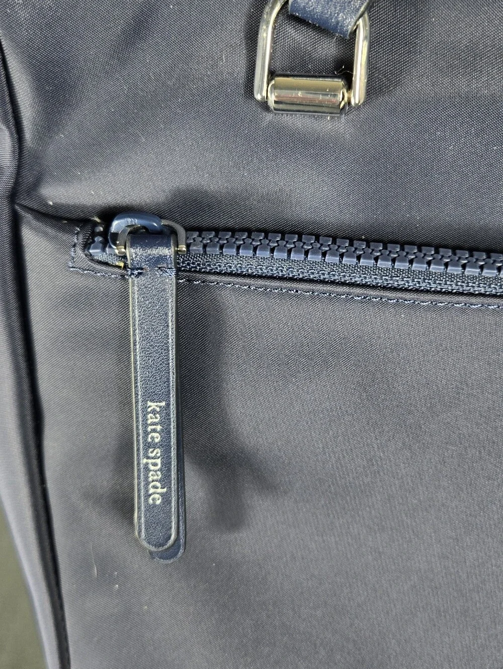 kate spade navy structured tote with front zip pocket